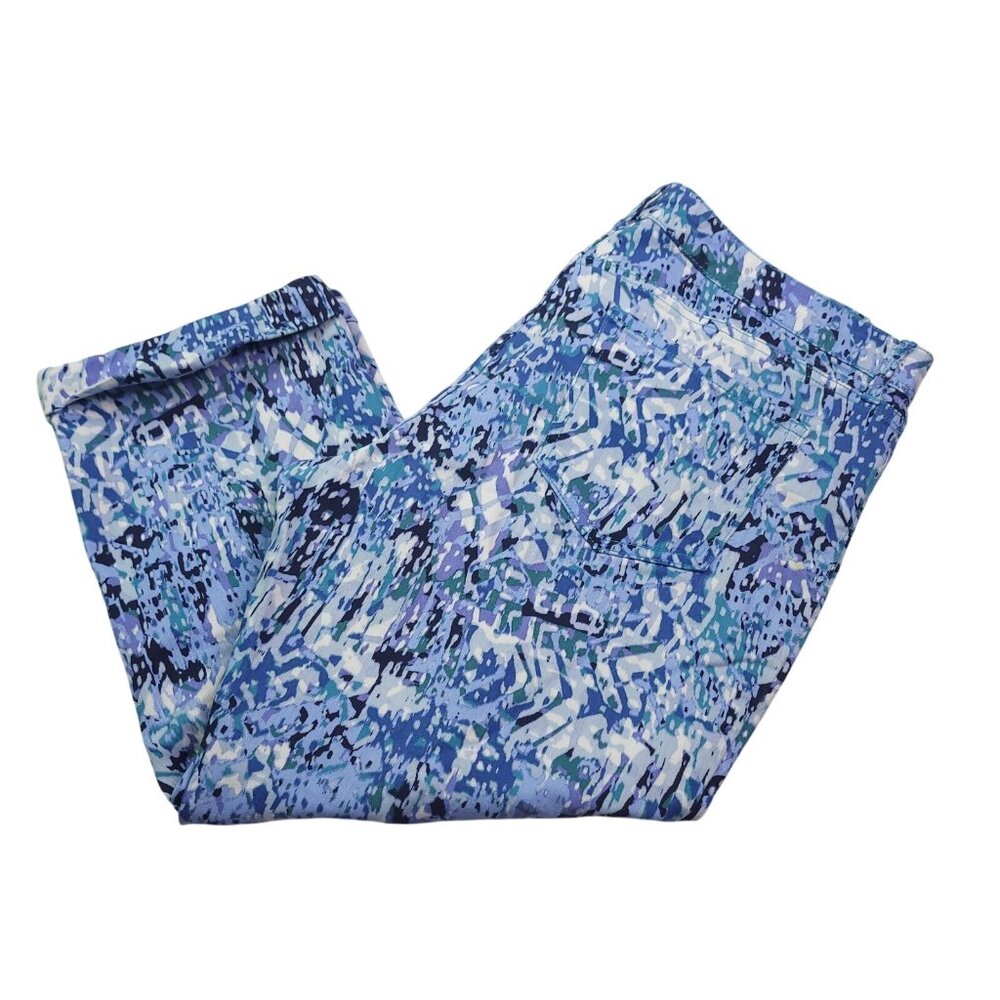 NINE WEST Womens Chrystie Capri Jeans 14 Stretch Blue Water Nautical Cuffed